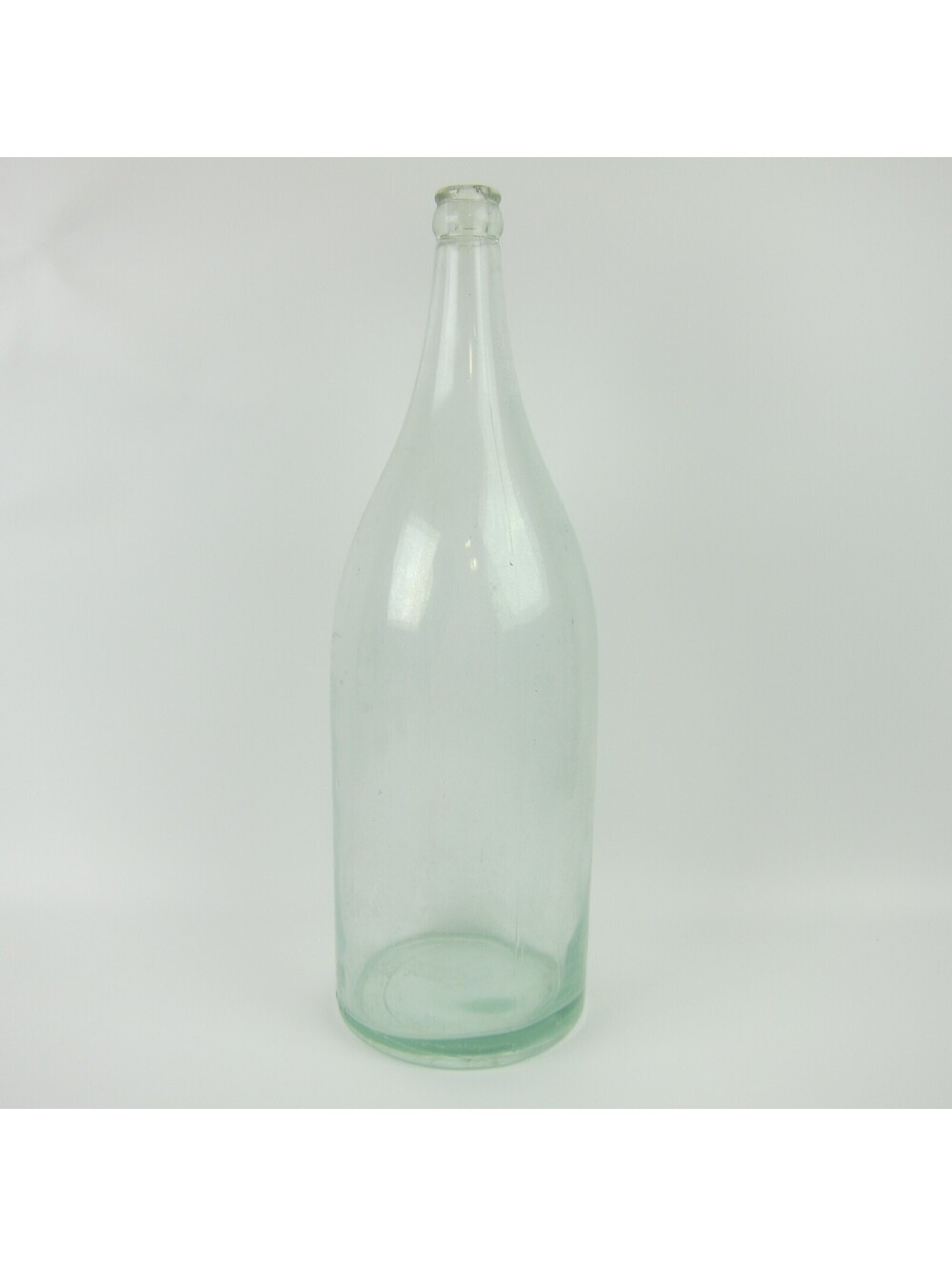 Antique Aqua Glass Bottle 14" Tall Large Round No Cork